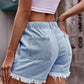 Women's Elastic Waist Drawstring Casual High Waist Cut Shorts