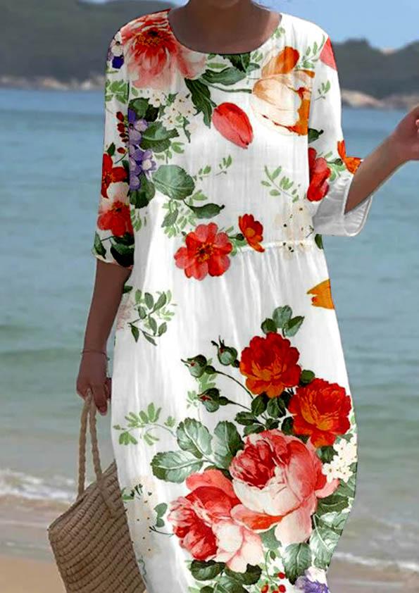 Women's Short Sleeve Floral Pattern Resort Dress