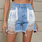 Women's Statement Fringed Washed Denim Shorts