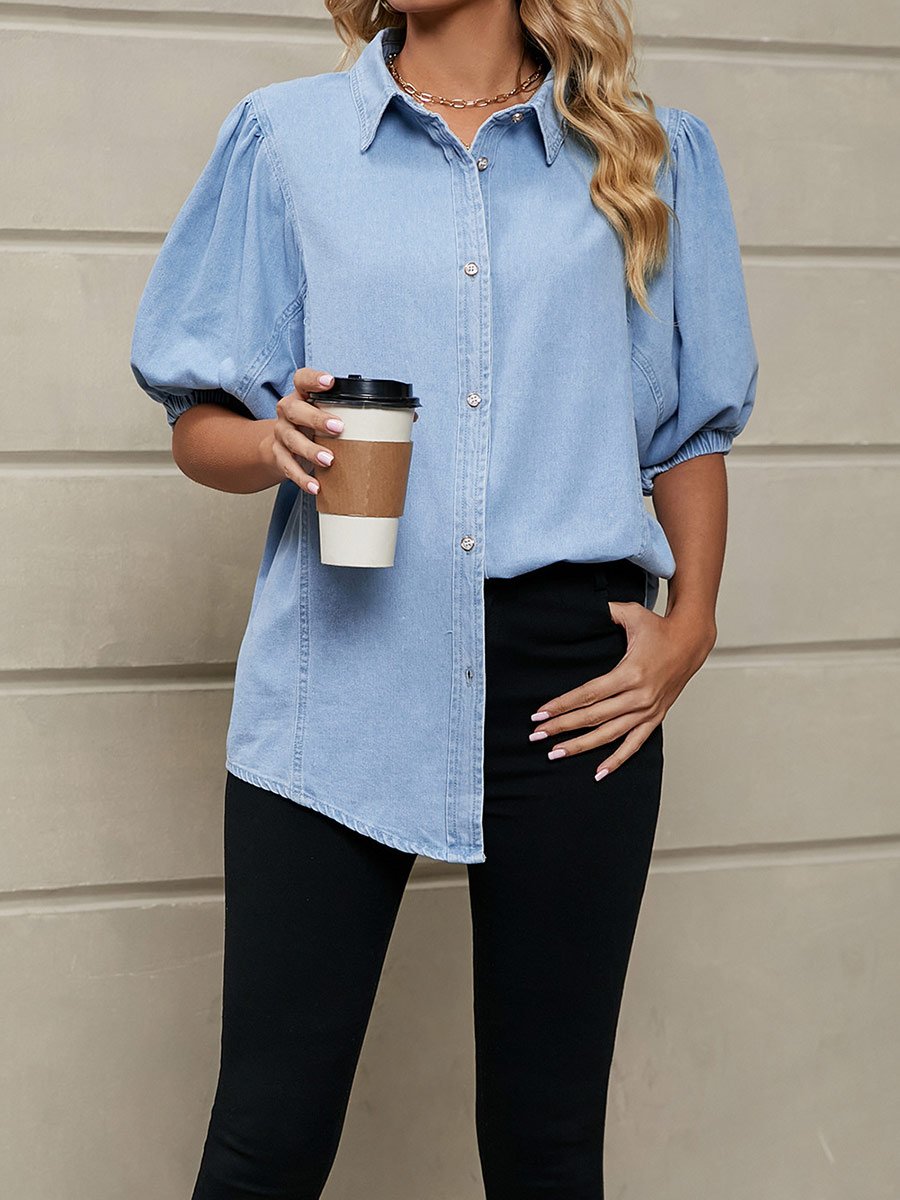 Women's Stretch Princess Sleeve Denim Shirt