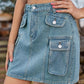 Women's Distressed Workwear Denim Skirt