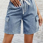 Women's Distressed Lace-up Elastic Waist Denim Shorts