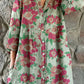 Women's Floral Art Print Cotton and Linen Shirt Dress