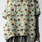 Women's Elegant Floral Pattern Cotton and Linen Top