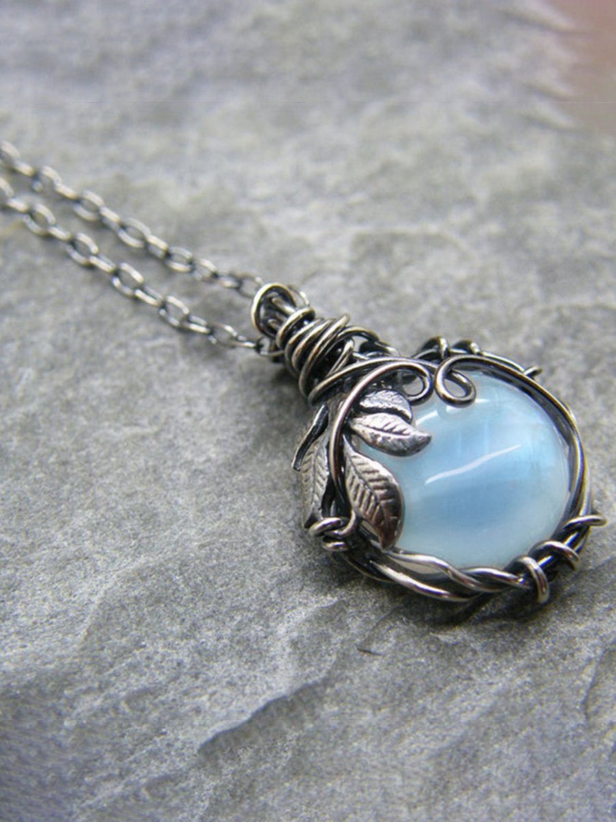 Vintage Tangled Leaf Moonstone Necklace