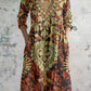 Women's Bohemian Pattern V-Neck Cotton and Linen Dress