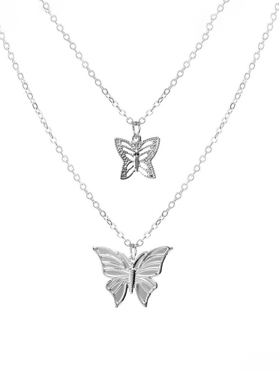Womens Fashion Wish Boho Style Star Butterfly Multi-layered Pendant Necklace
