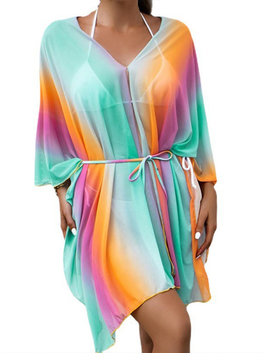 Women's Ombre Pullover V-Neck Bikini Cover Up