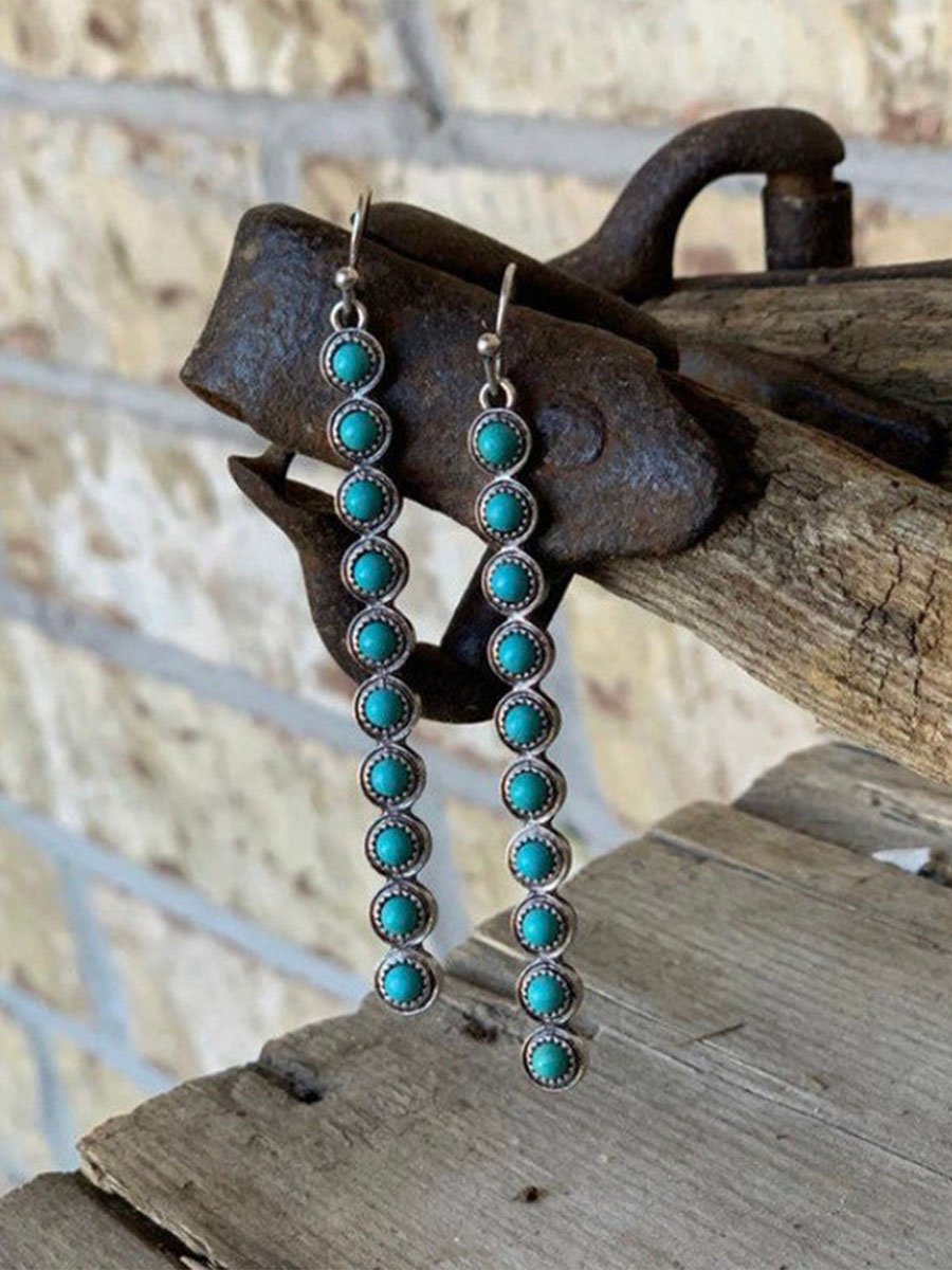 Boho Vintage Turquoise Alloy Drop Earrings