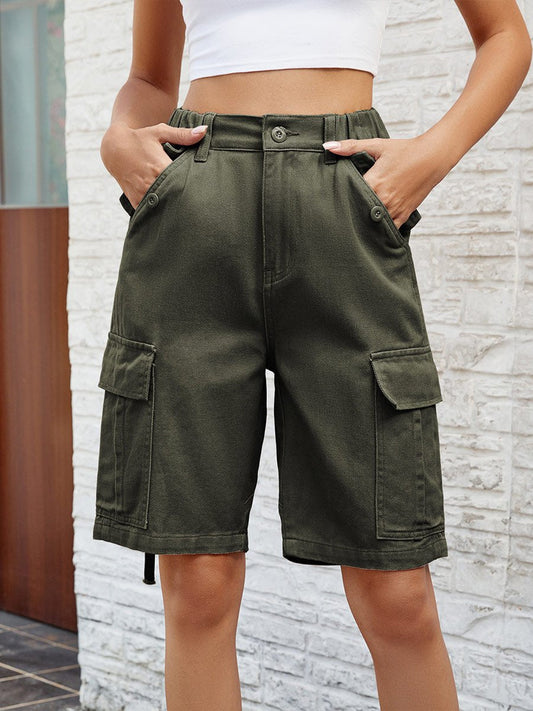 Women's Washed Cargo Casual Shorts