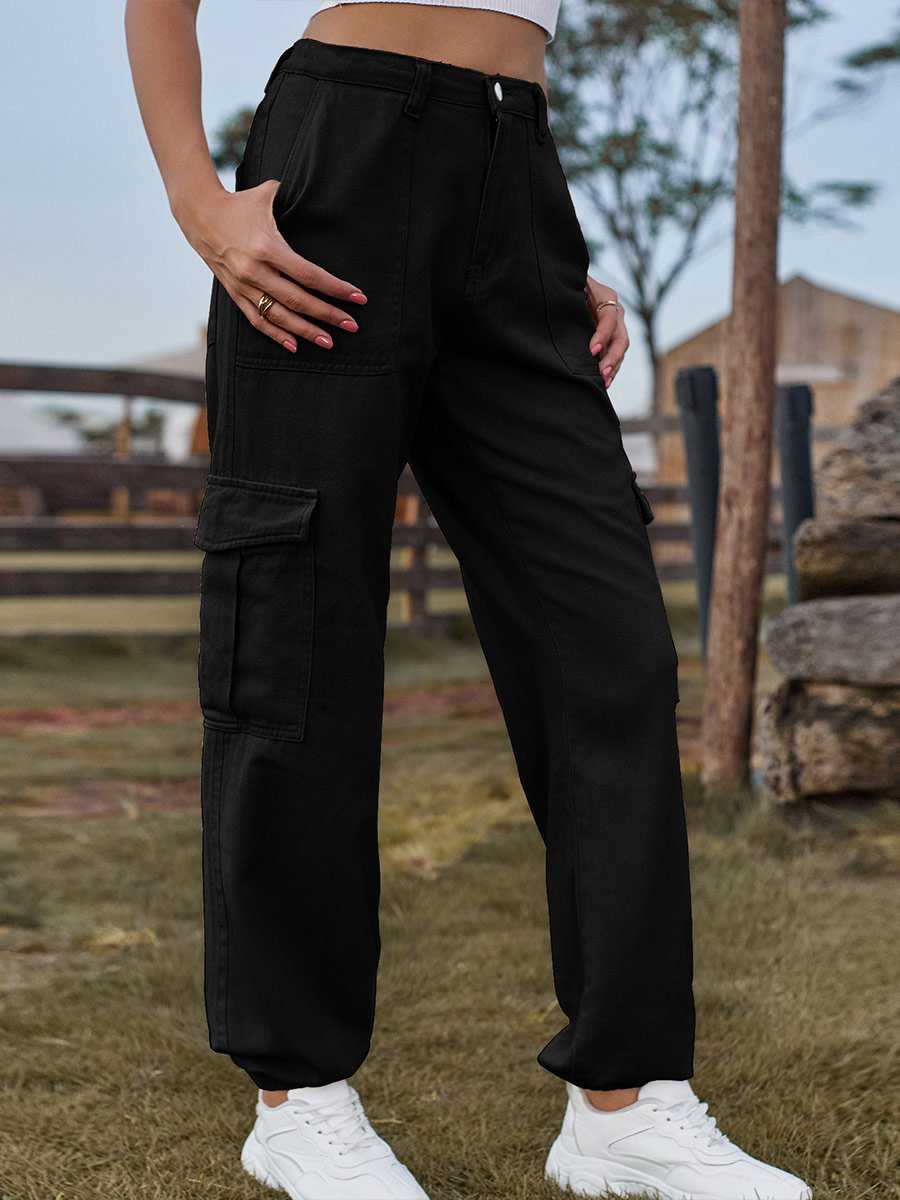 Women's Patch Pocket Denim Cargo Pants