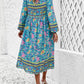 Women's Printed V-Neck Long Sleeve Dress