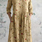 Women's V-neck Elegant Simple Floral Pattern Cotton And Linen Dress With Pockets
