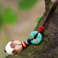 Ethnic Style Turquoise Bodhi Carved Necklace