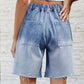 Washed Casual Gradient Quarter Denim Shorts