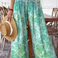 Women's Elegant Simple Floral Pattern Cotton and Linen Pants