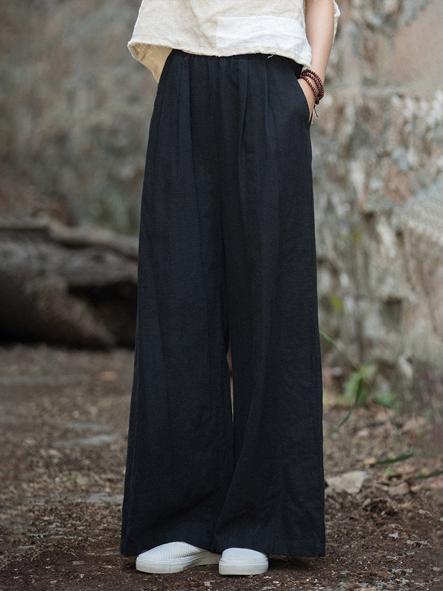 Women's Linen Vintage Wide Leg Pants