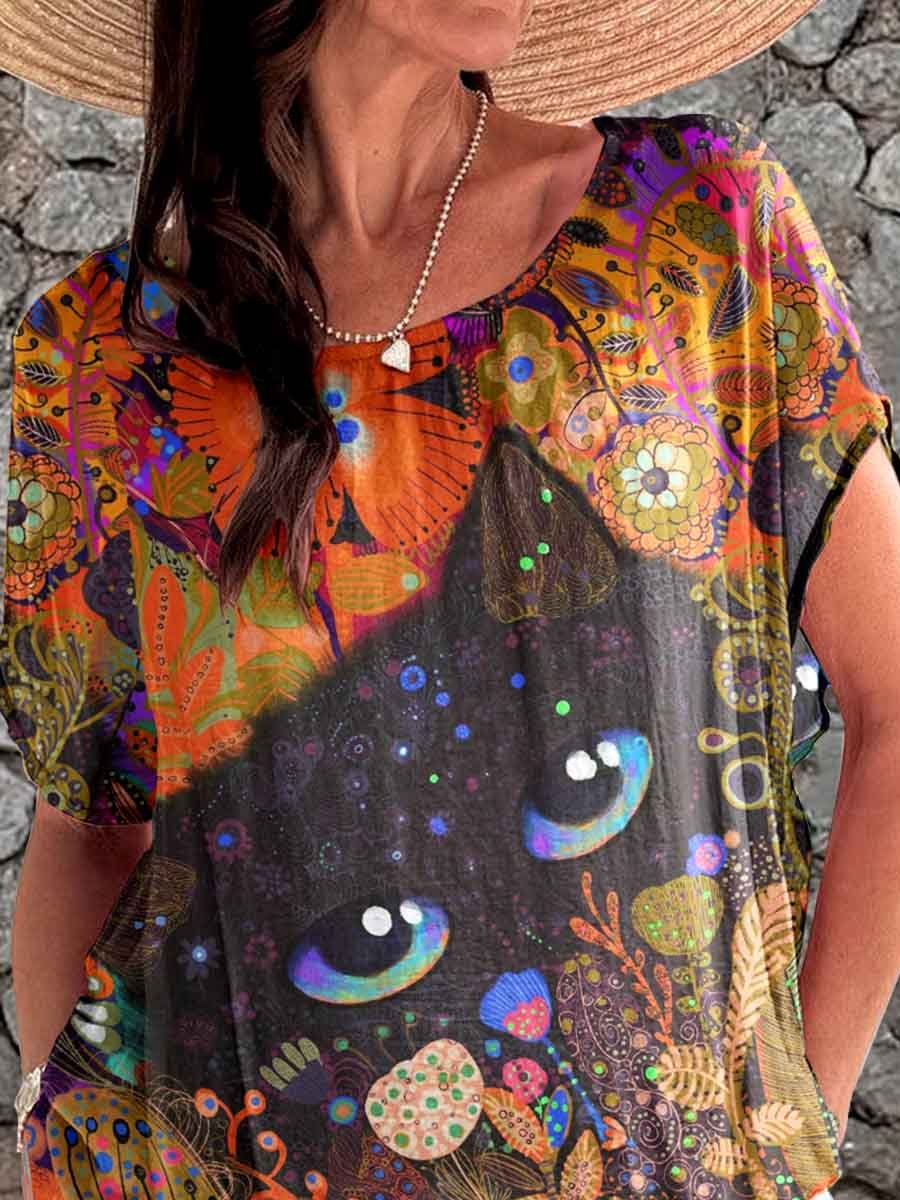 Women's Art Cat's Eye Pattern Top