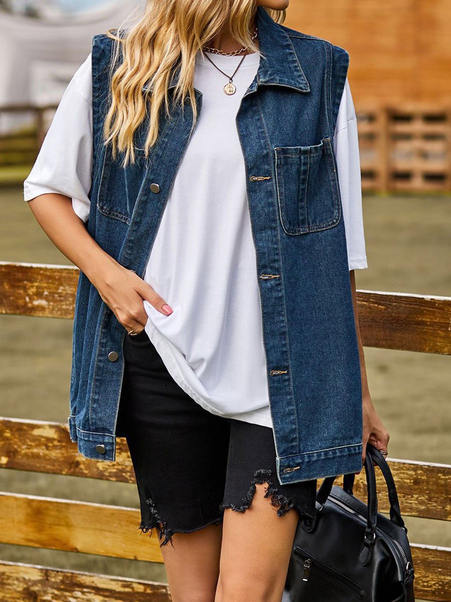 Women's Patch Pocket Denim Vest