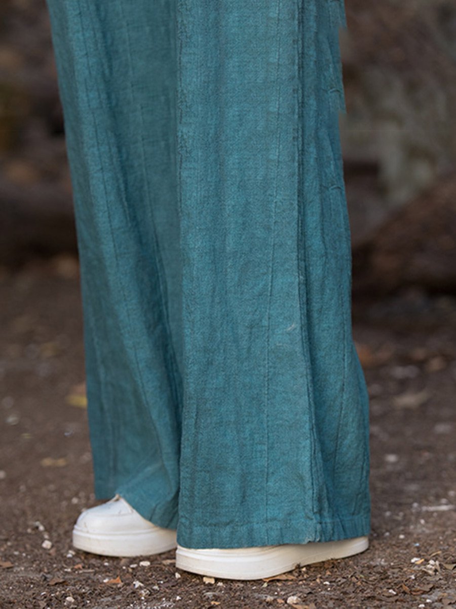 Women's Linen Tie Dye Loose Wide Leg Pants