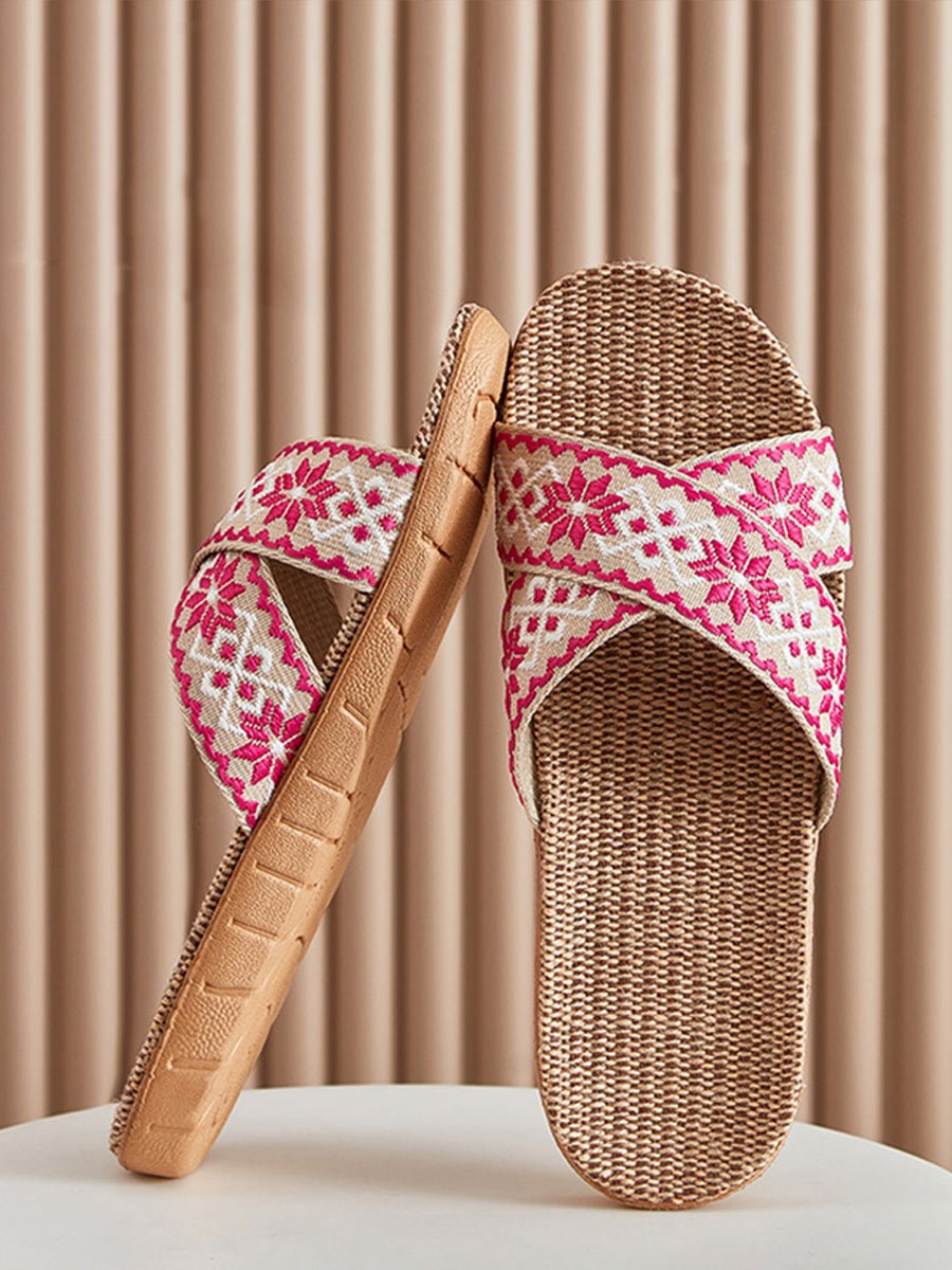 Women's Bohemian Handmade Linen Slippers