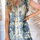 Women's Elegant Bohemian Geometric Pattern Graphic Ruffle Sleeve Hem Dress