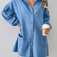 Women's Loose Denim Long Sleeve Raw Edge Dress