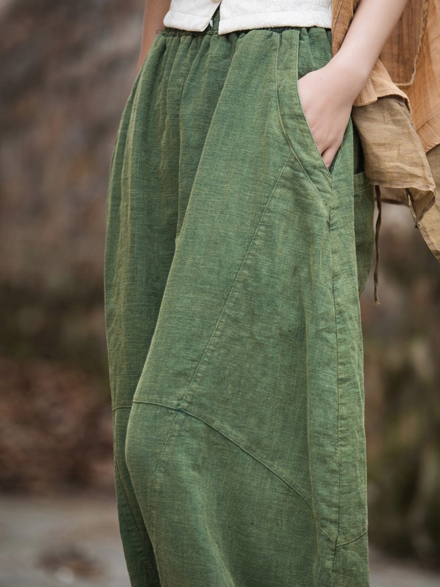 Women's Distressed Linen Loose Bloomers