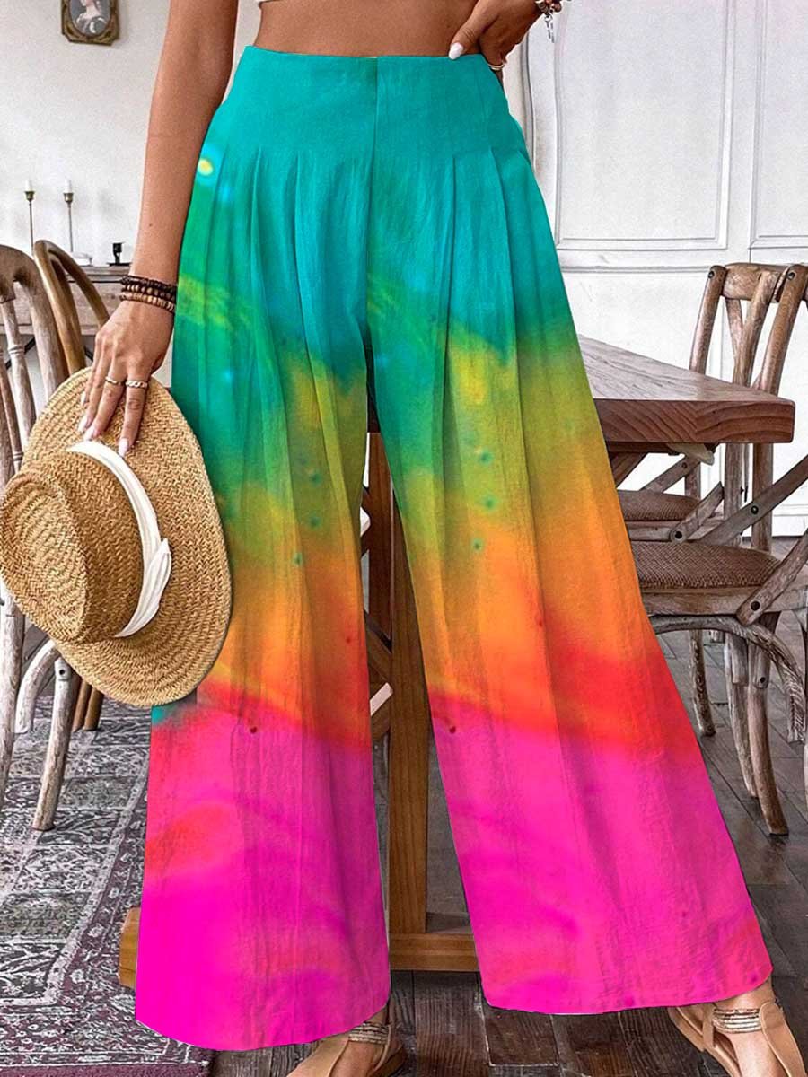 Women's Rainbow Gradient Pattern Print Pants