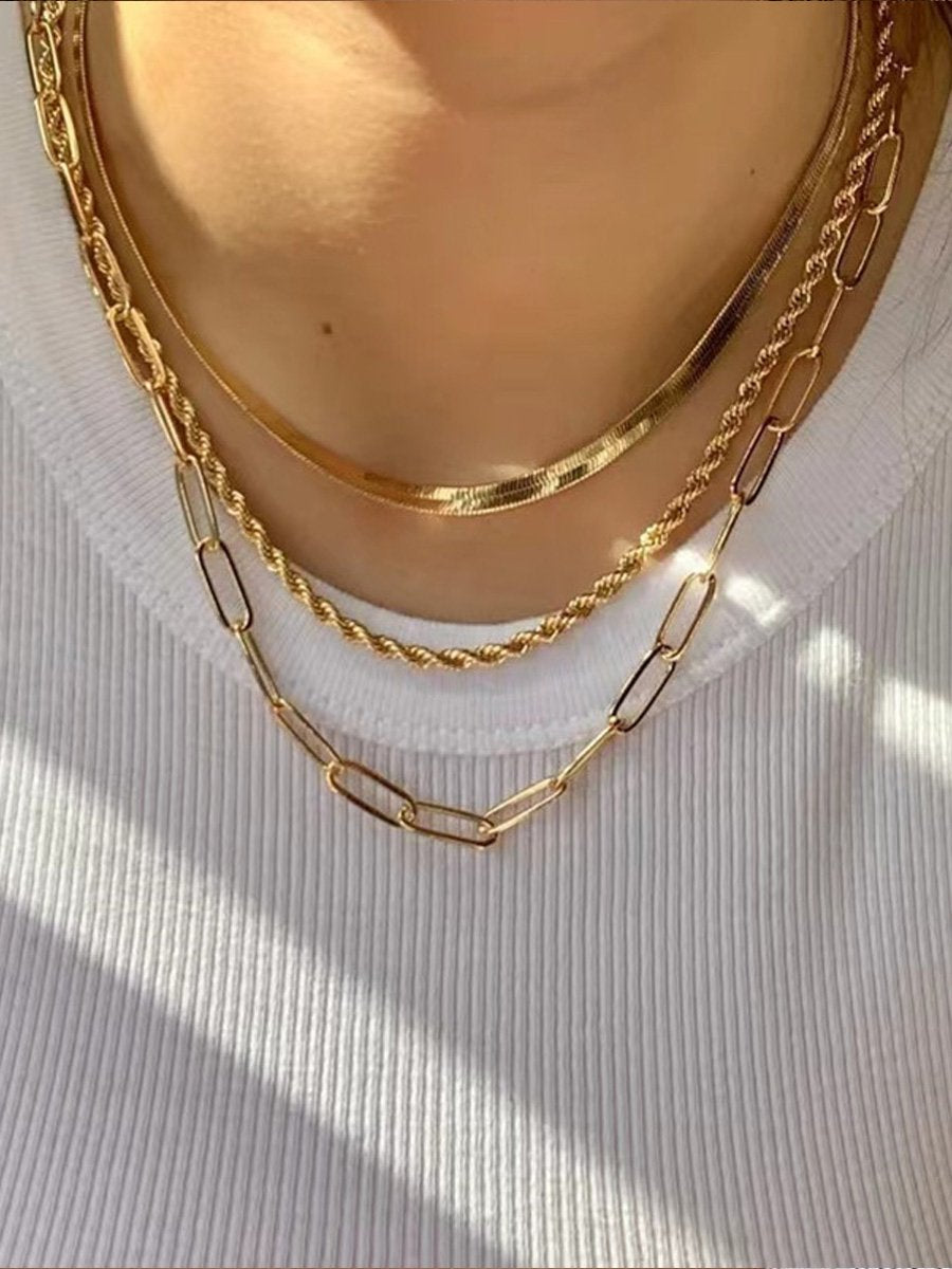 Bohemian Style Stacked Flat Chains