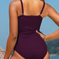 Women's Solid Color Print Cross One Piece Swimsuit