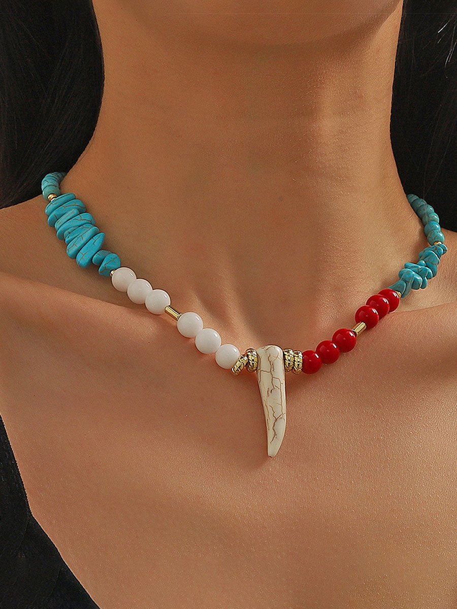 Retro Turquoise Jewelry Bohemian Ethnic Style Turquoise Necklace For Women