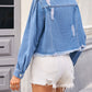 Women's Distressed Casual Distressed Denim Jacket Top