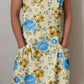 Women's Elegant Floral Pattern Round Neck Cotton and Linen Dress