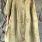 Women's Elegant Simple Floral Pattern Shirt Cotton and Linen Dress with Pockets