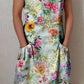 Women's Elegant Sunflower Floral Cotton and Linen Dress