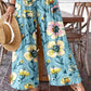 Women's Floral Print Graphic Cotton Wide Leg Pants