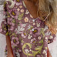 Women's Summer Morning Glory V-Neck Shirt-Style Cotton and Linen Top