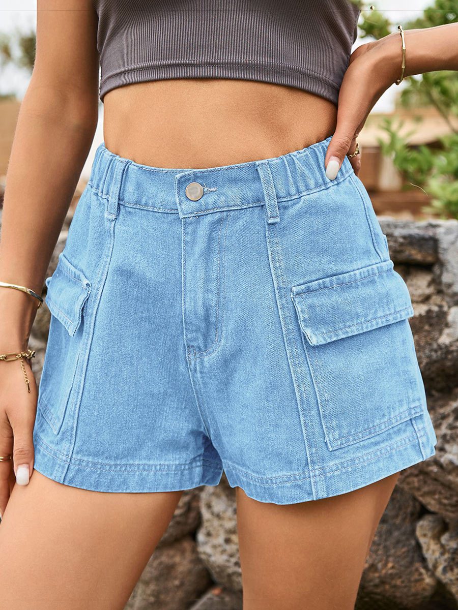 Women's Elastic Waist Denim Work Shorts