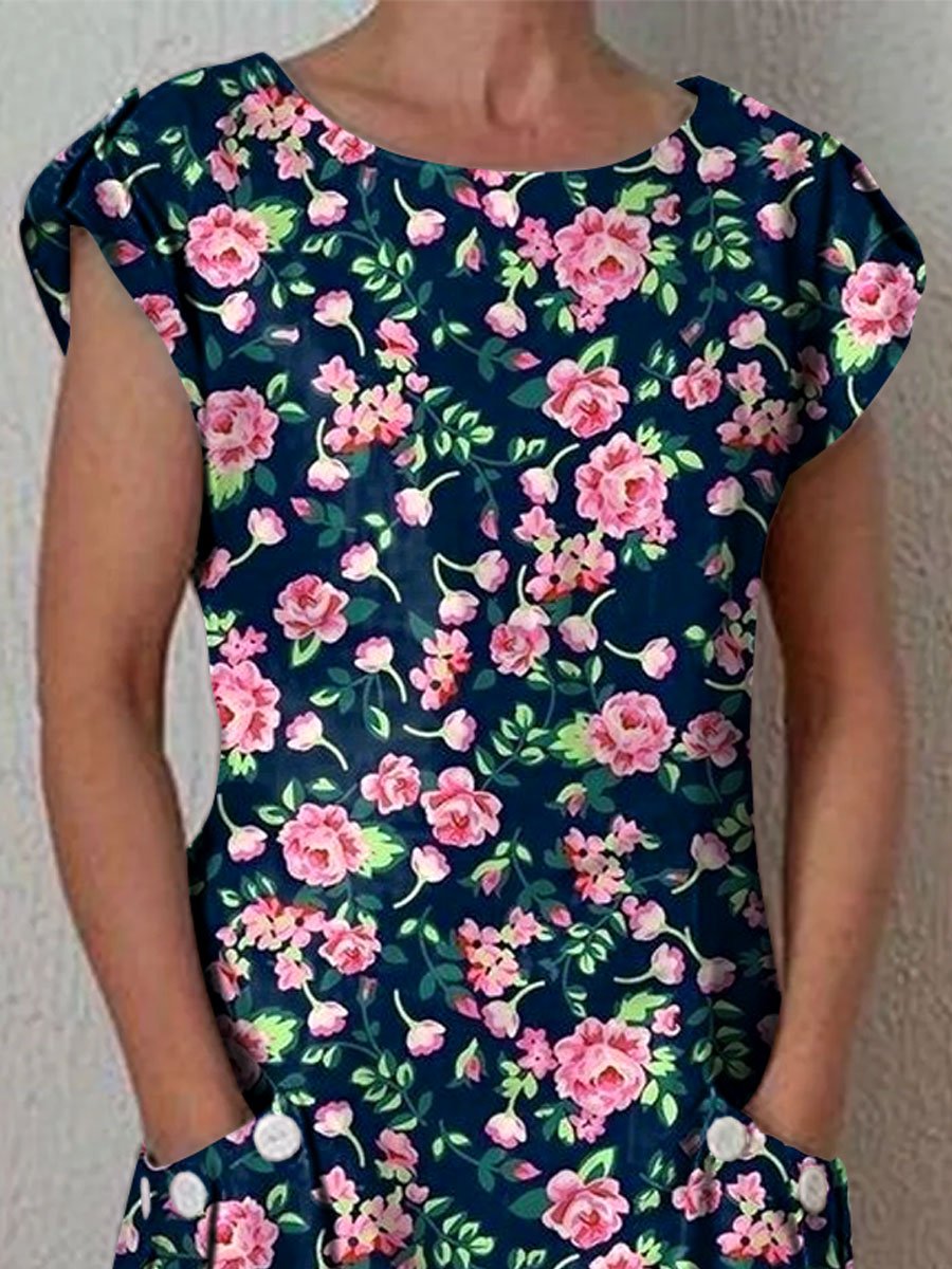 Women's Floral Art Casual Cotton Dress