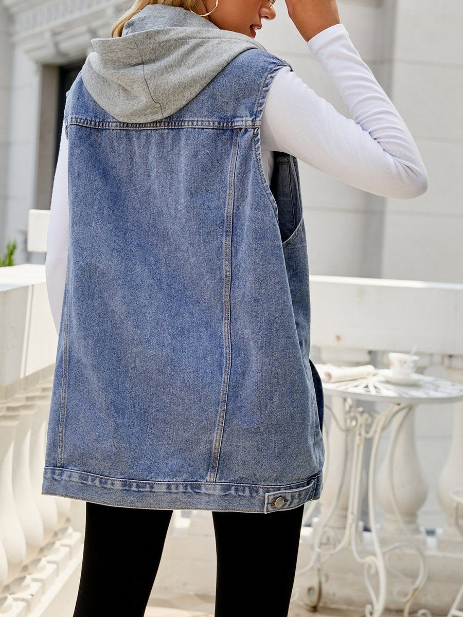 Women's Retro Hooded Denim Vest