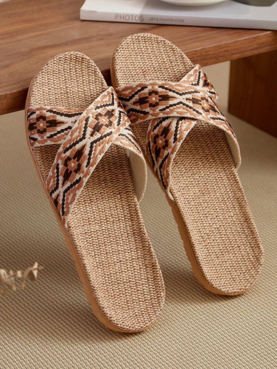 Women's Bohemian Handmade Linen Slippers