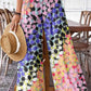 Women's Summer Floral Print Pattern Cotton Wide Leg Pants