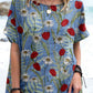 Women's Retro Elegant Floral Round Neck Cotton and Linen Top