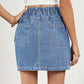 Women's Distressed Elastic Waist Denim Skirt