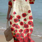 Women's Irregular Poppy Pattern Resort Dress