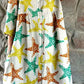 Women's Summer Fun Underwater World Starfish Pattern Shirt Style Cotton And Linen Dress