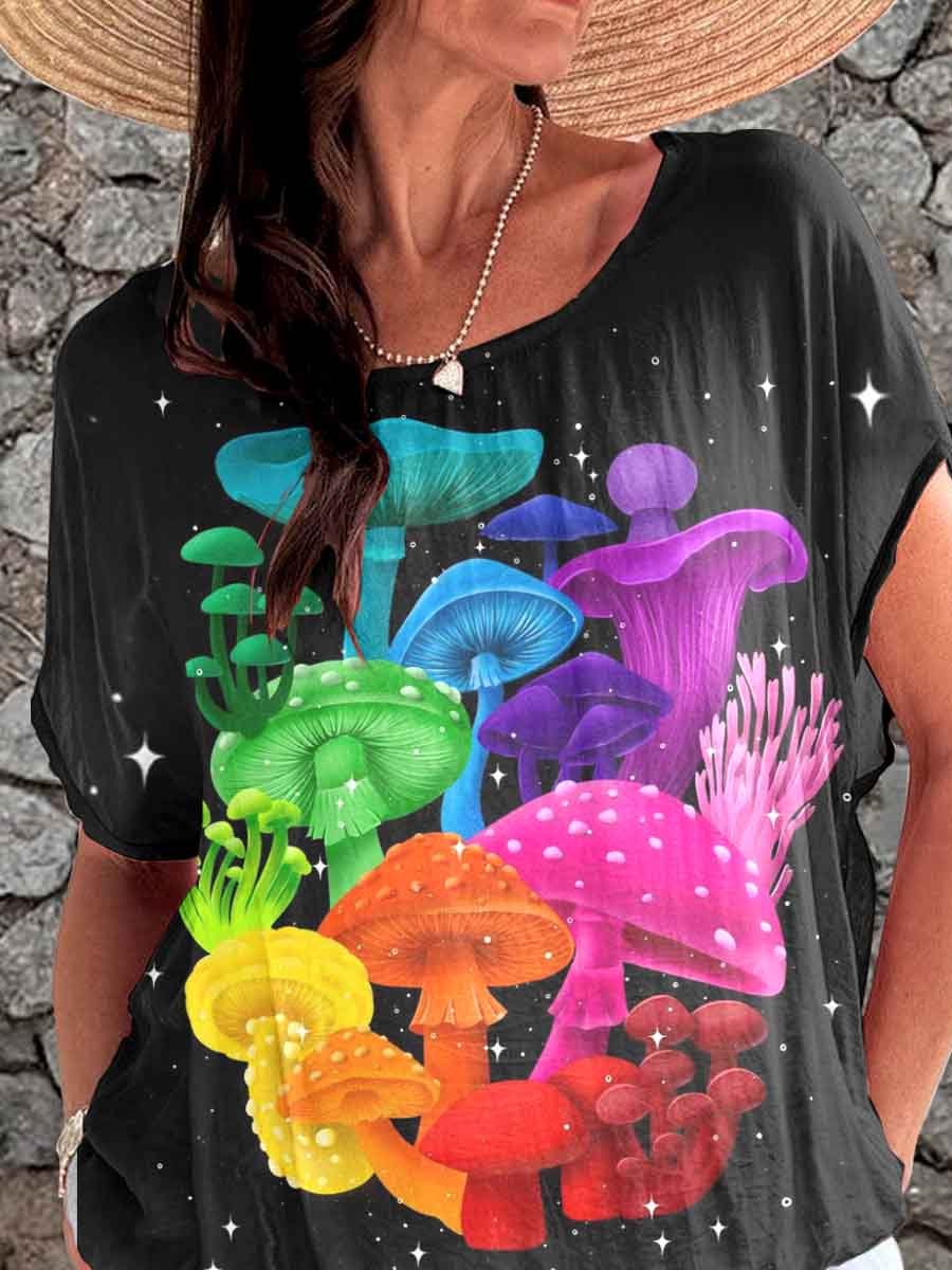 Women's Fun Colorful Mushroom Pattern Top