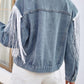 Women's Distressed Fringe Denim Jacket Top