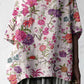 Women's Elegant Floral Cotton and Linen Top